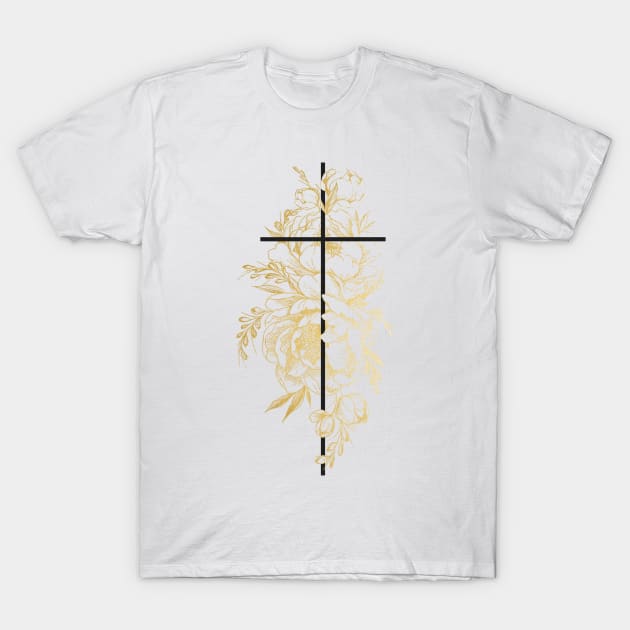 Floral Cross T-Shirt by ZekeTuckerDesign